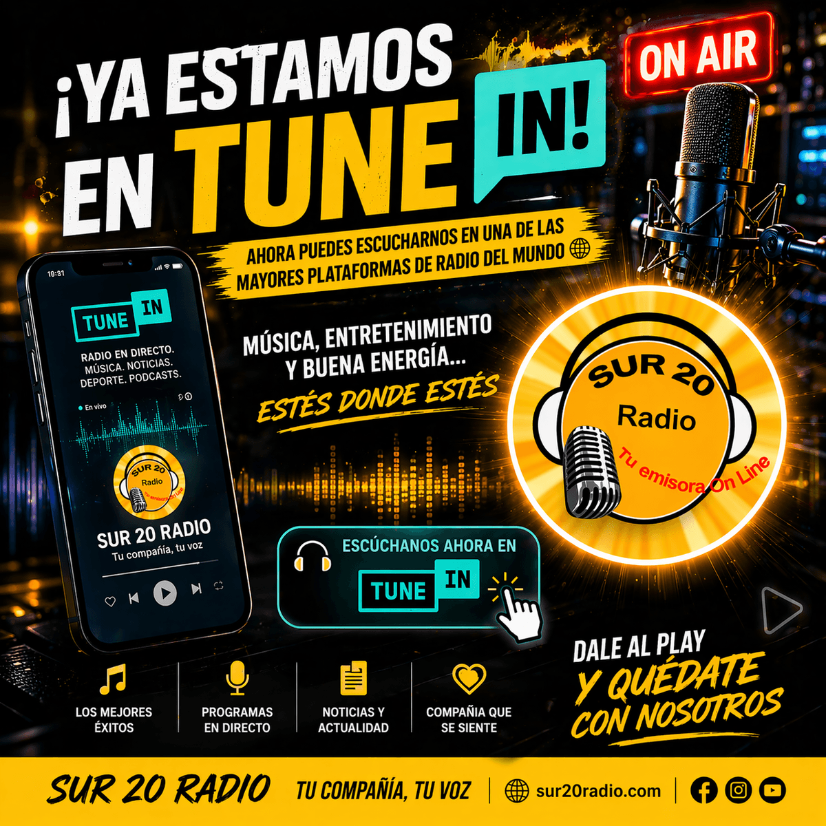 SUR 20 RADIO YA ESTÁ EN TUNE IN